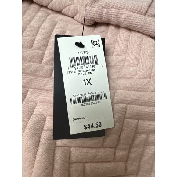 ID Ideology  Women Relaxed Quilted Half-Zip Hoodie Rose Tint Plus Size 1X - Picture 5 of 5